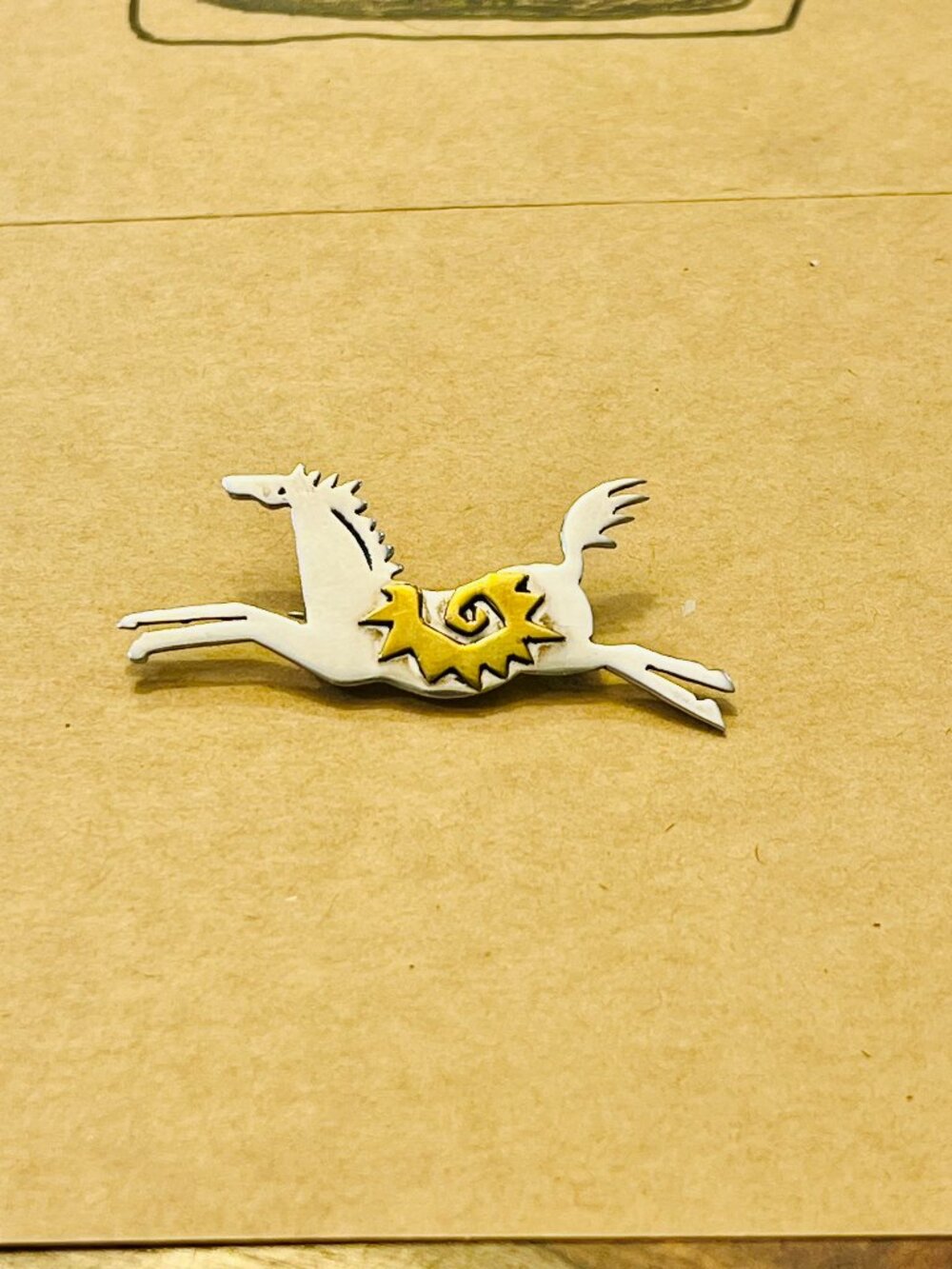 The Coldwater Creek Sterling Silver & Brass Running Horse Brooch "Rare"